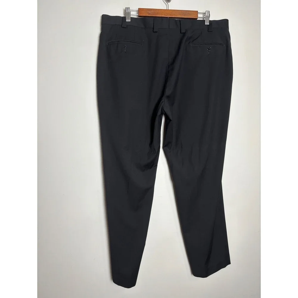 Calvin Klein Mens Dress Pants 40 x 30 Black Flat Front Trousers Business Formal